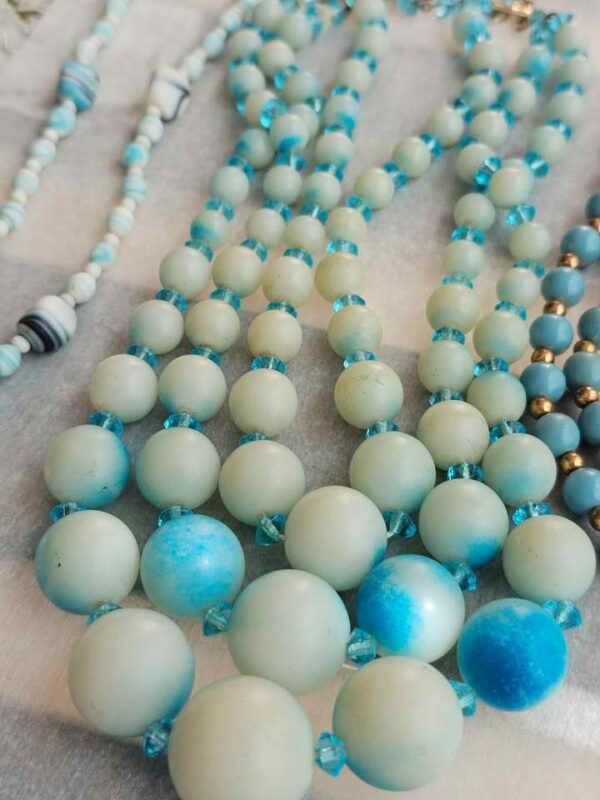 5 - Vintage Blue Beaded Necklace Collection W Germany Japan Signed. lot