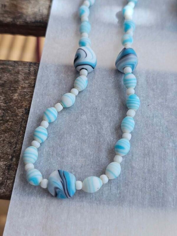 5 - Vintage Blue Beaded Necklace Collection W Germany Japan Signed. lot