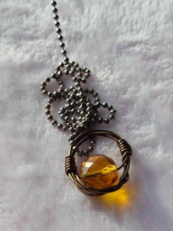 Handmade Wire Wrapped Vintage citrine Crystal Pendant Necklace