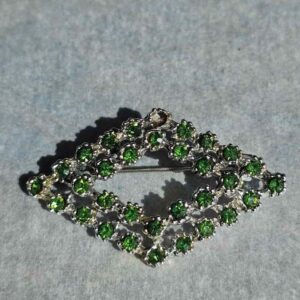 p1-26.jpg Vintage Green Rhinestone Silver-Tone Brooch