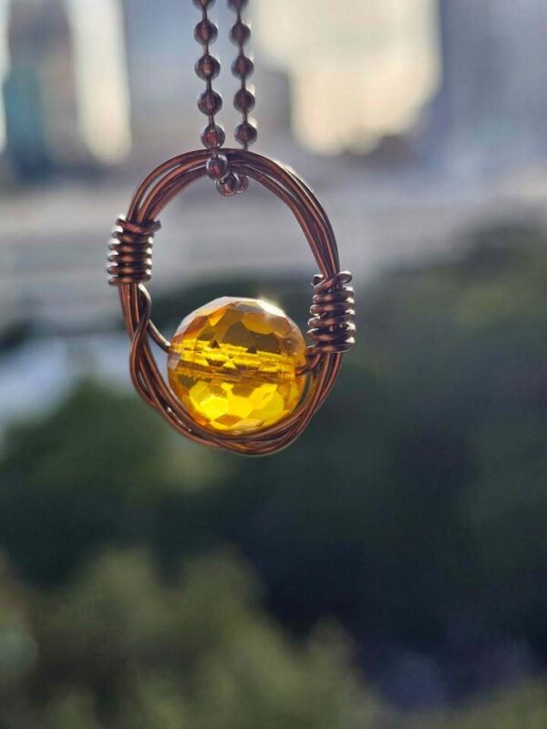 Handmade Wire Wrapped Vintage citrine Crystal Pendant Necklace