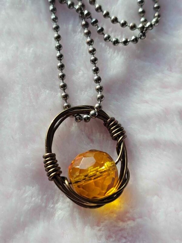 Handmade Wire Wrapped Vintage citrine Crystal Pendant Necklace