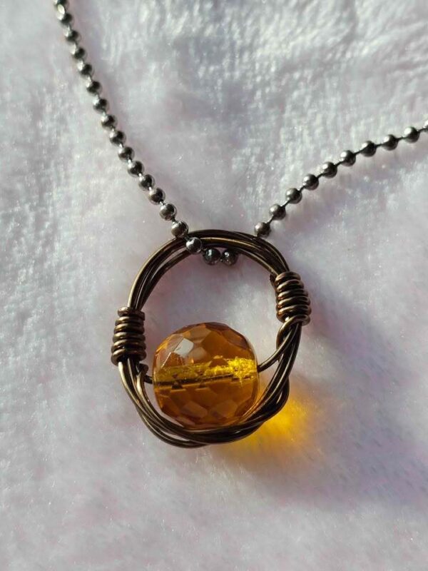 Handmade Wire Wrapped Vintage citrine Crystal Pendant Necklace