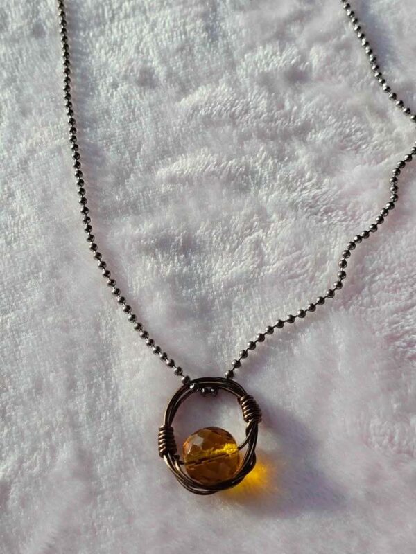 Handmade Wire Wrapped Vintage citrine Crystal Pendant Necklace