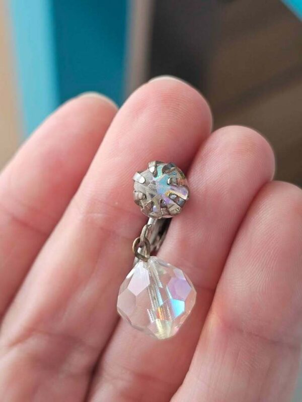 Vintage Aurora Borealis Crystal Clip-On Earrings