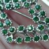 Vintage Green Rhinestone Silver-Tone Brooch