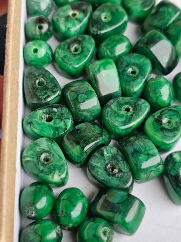 Mid-Century Faux Malachite Plastic Craft Beads