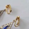 Vintage Red White and Blue Clip-On Dangle Earrings