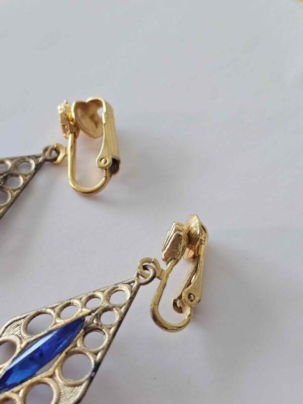 Vintage Red White and Blue Clip-On Dangle Earrings
