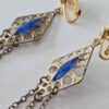 Vintage Red White and Blue Clip-On Dangle Earrings