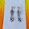 Vintage Red White and Blue Clip-On Dangle Earrings