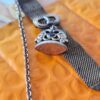 Antique Metal Mesh Watch Fob with Engraved Seal Charm