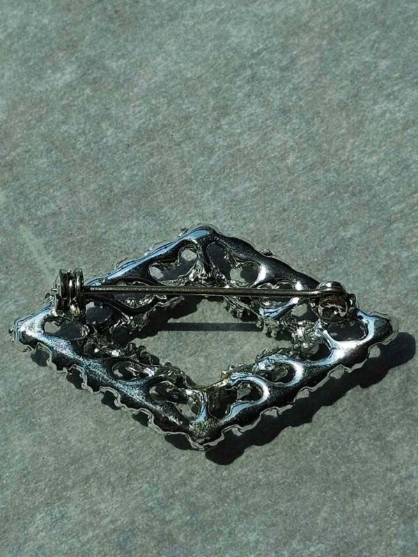 Vintage Green Rhinestone Silver-Tone Brooch