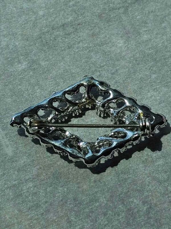 Vintage Green Rhinestone Silver-Tone Brooch