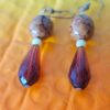Vintage Jasper and Amber Glass Teardrop Earrings