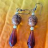 Vintage Jasper and Amber Glass Teardrop Earrings