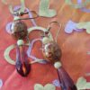 Vintage Jasper and Amber Glass Teardrop Earrings