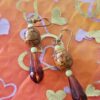 Vintage Jasper and Amber Glass Teardrop Earrings