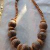Natural Wood and Bodhi Seed Beaded Necklace