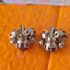 p1-411.jpg Vintage Cluster Clip-On Earrings with AB Rhinestones and Art Glass Beads