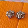 p1-412.jpg Vintage Cluster Clip-On Earrings with AB Rhinestones and Art Glass Beads