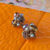 p1-413.jpg Vintage Cluster Clip-On Earrings with AB Rhinestones and Art Glass Beads