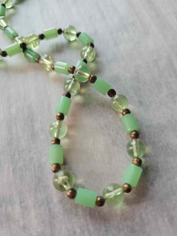p1-430.jpg Vintage 1970s Jade Green Beaded Long Necklace - Boho Mod Lucite