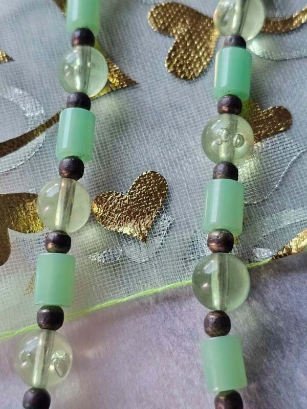 p1-433.jpg Vintage 1970s Jade Green Beaded Long Necklace - Boho Mod Lucite