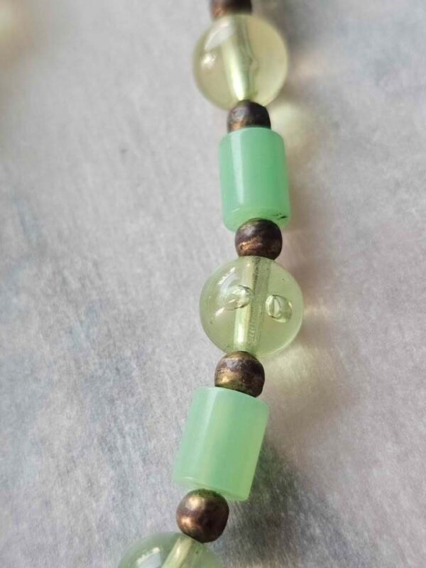 p1-434.jpg Vintage 1970s Jade Green Beaded Long Necklace - Boho Mod Lucite