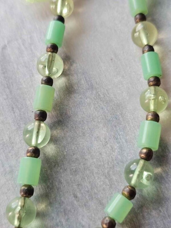 p1-435.jpg Vintage 1970s Jade Green Beaded Long Necklace - Boho Mod Lucite