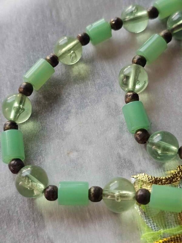 p1-436.jpg Vintage 1970s Jade Green Beaded Long Necklace - Boho Mod Lucite
