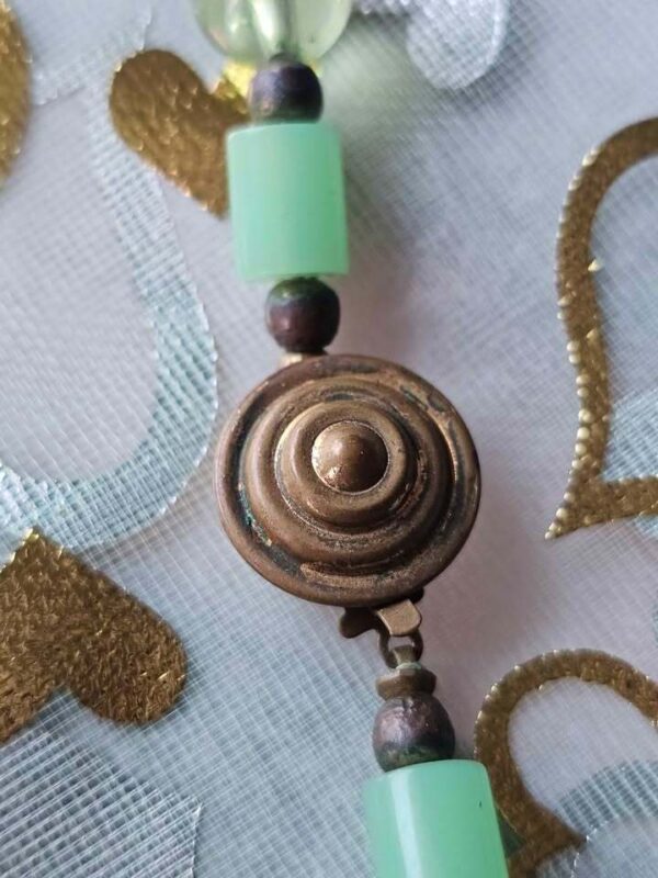 p1-438.jpg Vintage 1970s Jade Green Beaded Long Necklace - Boho Mod Lucite
