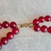 Vintage 1950s Double Strand Cherry Red Plastic Bead Necklace - Retro Boho Clasp