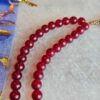 Vintage 1950s Double Strand Cherry Red Plastic Bead Necklace - Retro Boho Clasp