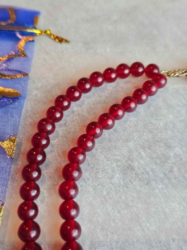 Vintage 1950s Double Strand Cherry Red Plastic Bead Necklace - Retro Boho Clasp