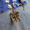 Vintage Gold-Tone Faux Pearl Turtle Brooch