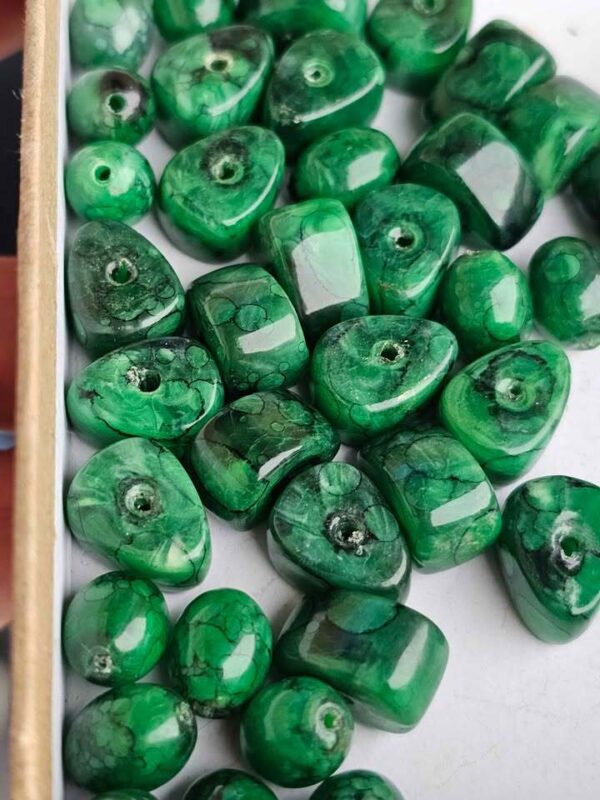 Mid-Century Faux Malachite Plastic Craft Beads