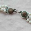p1-588.jpg Vintage Triple Strand Milk Glass Bead Necklace unusual clasp