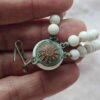 p1-589.jpg Vintage Triple Strand Milk Glass Bead Necklace unusual clasp