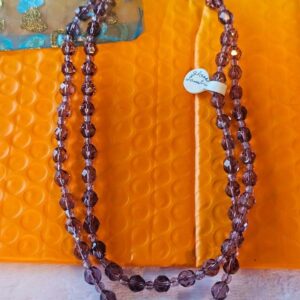p1-59.jpg Vintage Smoky Amethyst Purple Faceted Glass Bead Necklace