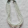 p1-590.jpg Vintage Triple Strand Milk Glass Bead Necklace unusual clasp