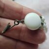 p1-593.jpg Vintage Triple Strand Milk Glass Bead Necklace unusual clasp
