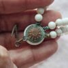 p1-595.jpg Vintage Triple Strand Milk Glass Bead Necklace unusual clasp