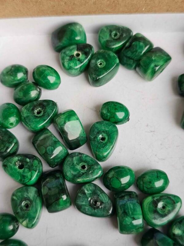 Mid-Century Faux Malachite Plastic Craft Beads