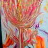 Local artist original abstract painting 8x10 pink orange some UV glow