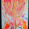 Local artist original abstract painting 8x10 pink orange some UV glow