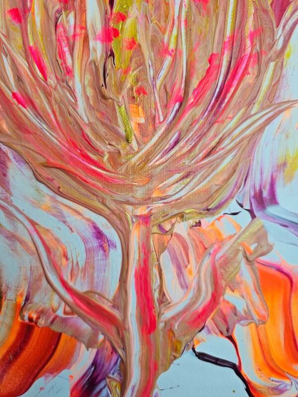 Local artist original abstract painting 8x10 pink orange some UV glow