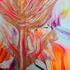 Local artist original abstract painting 8x10 pink orange some UV glow