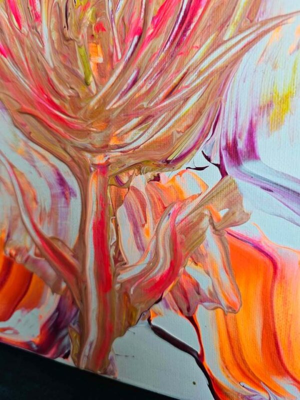 Local artist original abstract painting 8x10 pink orange some UV glow