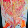 Local artist original abstract painting 8x10 pink orange some UV glow